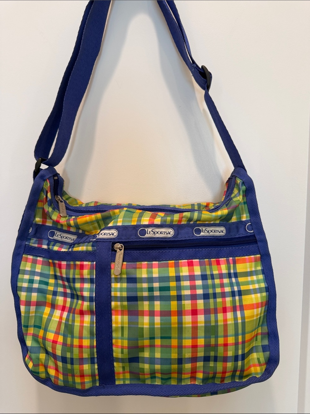 Lesportsac Multicolor Plaid Crossbody with Blue Trim